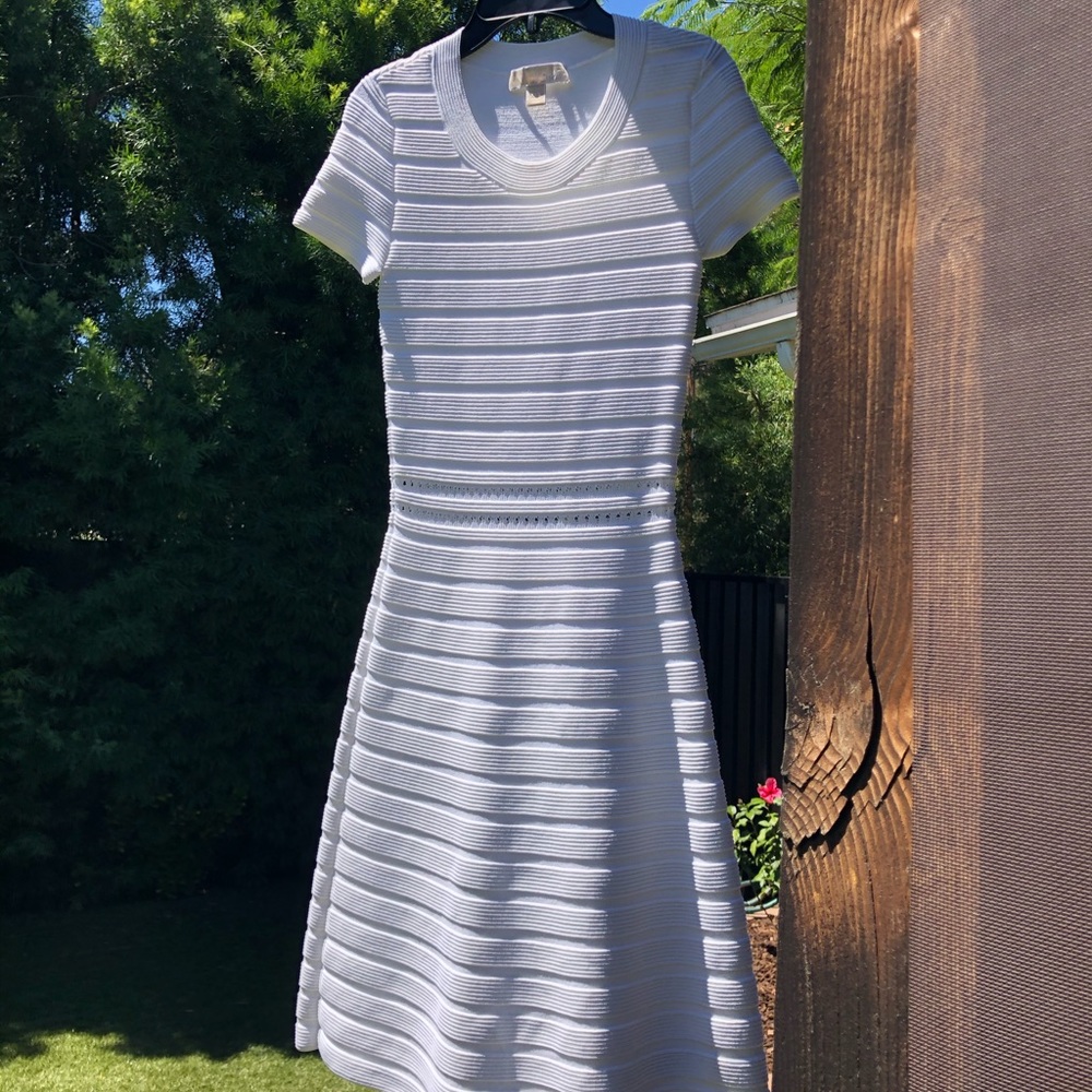 Michael Kors white stretch knit dress